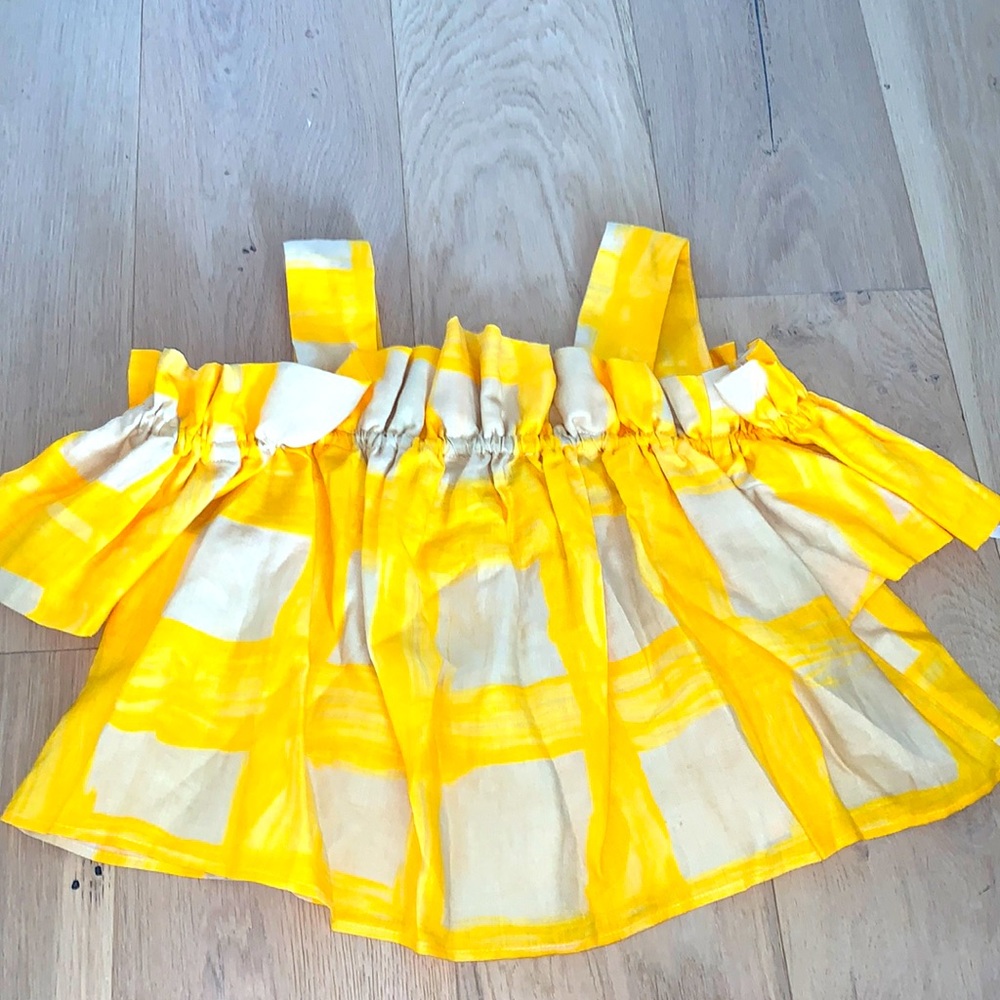 Anthropologie Yellow OFF THE SHOULDER Crop Top XS